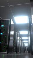 Moving Forward Inside a Cloud Storage Center With Endless Rows of Servers video