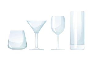 Set of Cup of glass for wine beer water and juice design illustration isolated with simple shape clear color. Perfect for asset or template drink and food business vector