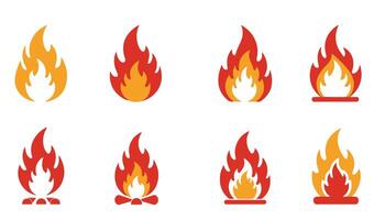 Minimalist Symbol Flame Fire Logo Set for Elegant and Strong Branding vector