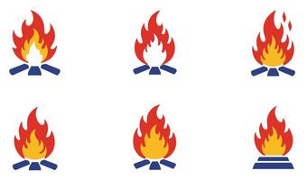 Abstract Symbol Flame Fire Logo Set with Bold and Vibrant Colors vector