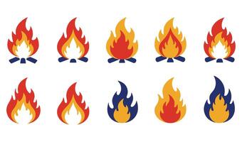 Creative Symbol Flame Fire Logo Set with Dynamic and Stylish Designs vector