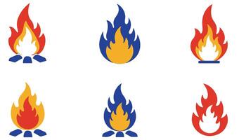 Customizable Symbol Flame Fire Logo Set for Business and Creative Use vector