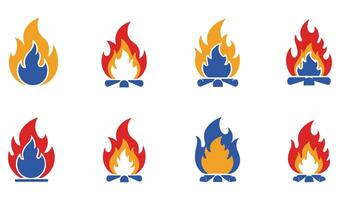 Unique Symbol Flame Fire Logo Set for Hot and Fiery Branding Concepts vector