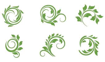 Stunning Summer Leaf Floral Swirl Ornaments Logo with Retro and Classic Design Motifs Showcasing Timeless Elegance and Artistic Flair vector