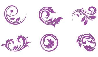 Sophisticated Summer Leaf Floral Swirl Ornaments Logo with Stylized Decorative Elements Creating a Flourishing and Artistic Look vector