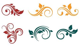 Timeless Summer Leaf Floral Swirl Ornaments Logo with Classic and Retro Aesthetic Featuring Ornamental Elements for Stylish Creations vector