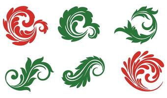 Floral and Botanical Inspired Summer Leaf Floral Swirl Ornaments Logo with Stylized Retro Patterns for Decorative and Classic Art Designs vector