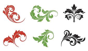 Stylish and Retro Summer Leaf Floral Swirl Ornaments Logo with Classic Botanical Patterns for Elegant and Decorative Design Elements vector