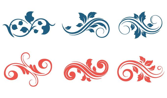 Elegant Summer Leaf Floral Swirl Ornaments Logo Showcasing Flourishing Scrollwork and Botanical Motifs for Unique Logo and Branding Designs