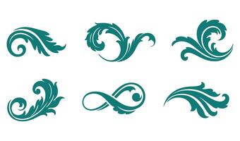 Classic and Decorative Summer Leaf Floral Swirl Ornaments Logo Incorporating Flourishing Scroll and Botanical Motifs for Retro Branding vector