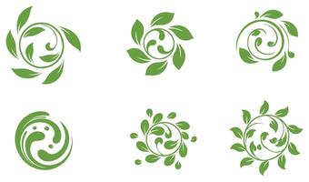 Summer Leaf Floral Swirl Ornaments Logo Featuring Elegant and Decorative Botanical Elements for Vintage and Classic Art Designs vector