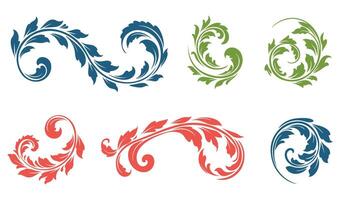 Elegant and Vintage Summer Leaf Floral Swirl Ornaments Logo Incorporating Decorative Botanical Graphics for Artistic Branding vector