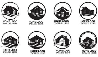 Unique Circle Real Estate Home Logo Icon Symbol Set Showcasing Abstract and Geometric Shapes Ideal for Property Development and Business Branding vector