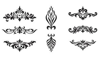 Sophisticated Calligraphy Swirl Ornament with Vintage Floral Decorative Shapes Scroll Borders and Filigree Patterns for Wedding Invitations and Elegant Typography vector