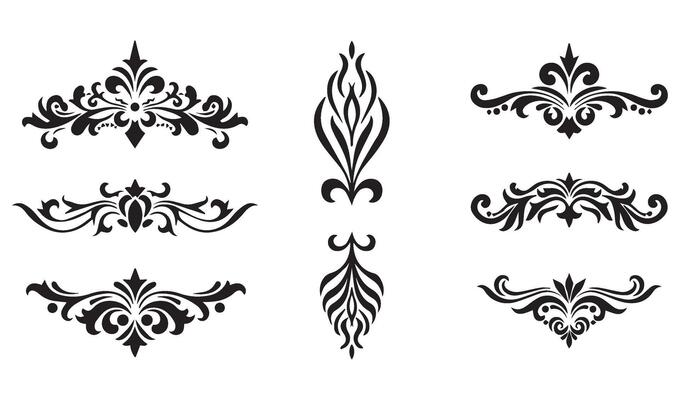 Sophisticated Calligraphy Swirl Ornament with Vintage Floral Decorative Shapes Scroll Borders and Filigree Patterns for Wedding Invitations and Elegant Typography