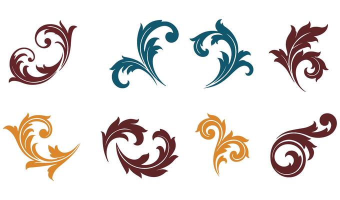 Artistic Summer Leaf Floral Swirl Ornaments Logo with a Retro Touch Featuring Intricate Classic Art Patterns for Decorative Elements