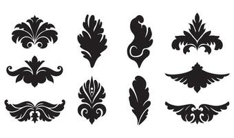 Stunning Floral Flowers Stencil Swirl Ornament Icon Symbol Featuring Vintage Scroll Patterns and Artistic Summer Set Calligraphy Elements vector