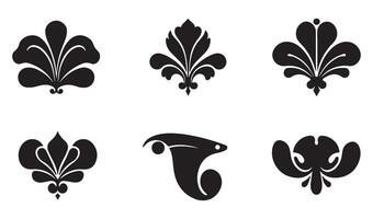 Timeless Floral Flowers Stencil Swirl Ornament Icon Symbol Featuring Retro Calligraphy Leaf Scrolls and Artistic Summer Set Patterns vector