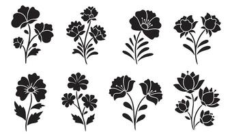 Timeless Floral Flowers Stencil Swirl Ornament Icon Symbol Featuring Abstract Summer Set Patterns with Leaf Outlines and Vintage Calligraphy Designs vector