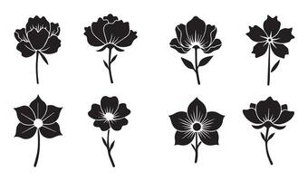 Decorative Floral Flowers Stencil Swirl Ornament Icon Symbol with Vintage Retro Scroll Patterns and Elegant Summer Set Elements for Art and Design vector