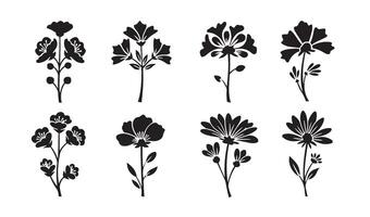 Stylish Floral Flowers Stencil Silhouette Pattern Featuring Ornamental Rose and Lily with Artistic Swirl Elements and Calligraphy vector