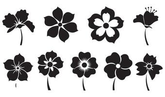 Elegant Floral Flowers Stencil Swirl Ornament Icon Symbol Silhouette Summer Set with Vintage Rose and Lily Patterns for Decorative Art and Calligraphy Elements vector