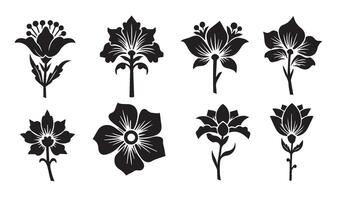 Ornate Floral Flowers Stencil Swirl Ornament Icon Symbol with Decorative Lily and Rose Patterns for Stylish Summer Set Design Elements vector