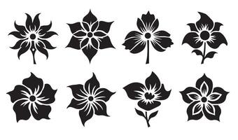 Luxurious Floral Flowers Stencil Swirl Ornament Icon Symbol Silhouette with Vintage Decorative Patterns and Abstract Summer Set Designs vector