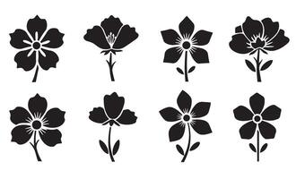 Sophisticated Floral Flowers Stencil Swirl Ornament Icon Symbol with Vintage Decorative Silhouettes and Summer Set Abstract Patterns vector