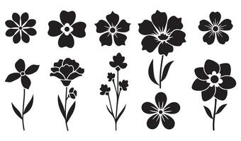Intricate Floral Flowers Stencil Swirl Ornament Icon Symbol with Abstract Leaf Silhouette and Retro Scroll Patterns for Artistic Summer Set Designs vector