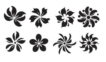 Retro Floral Flowers Stencil Swirl Ornament Icon Symbol with Abstract Lily and Rose Patterns for Vintage Summer Set Calligraphy Designs vector