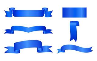 Blue award ribbon, luxury labels and badges premium quality certificate ribbons. Various shapes. Collection of Different Empty Blue Ribbon, Label Design for text. Award Ribbon, banner band vector