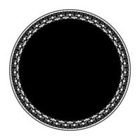 Round decorative frame. Elegant element for design in Eastern style, place for text. Template for laser cutting, round surfaces, invitations, textile, embroider, plate, ceramic. Black and white vector