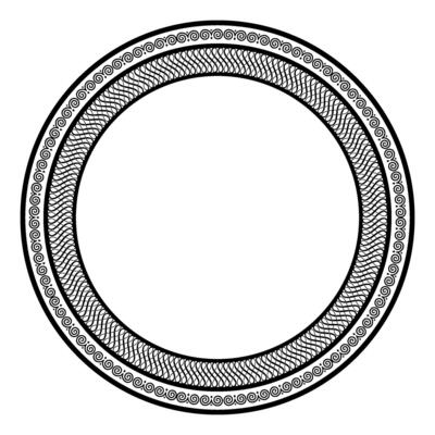 Decorative round frame for design with abstract patterned ornament. Circle frame. Elegant template for printing of cards, invitations, textiles, engraving, forging, ceramic, porcelain, embroidery.