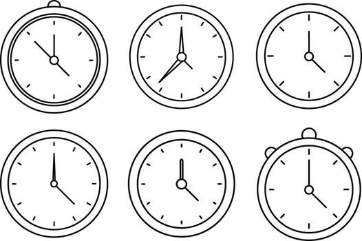 Set of Clock Line Art Design vector