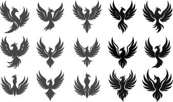 Set of Phoenix Silhouette Design Illustration Design vector