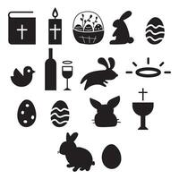 Collection of isolated icons for Easter design. Silhouettes. Simple design. Illustrations on white background. vector