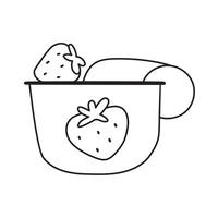 Strawberry yogurt. Outline icon. illustration. vector