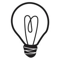 Outline isolated icon. Light bulb. hand drawn design. Illustration on white background. vector