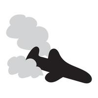 Falling airplane. Airplane crash. Silhouette icon. illustration on white background. vector