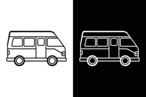 Campervan Icon. Simple Flat Line Side View Design vector