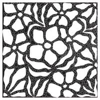 Abstract hand drawn dotted black and white floral pattern with intricate vines and clusters of shapes, creating a delicate, organic design. vector