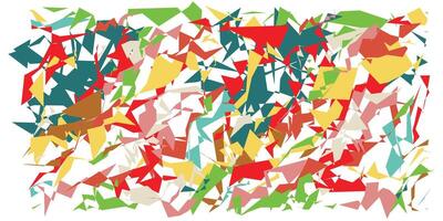 A vibrant abstract collage of colorful geometric shapes in red, green, yellow, and blue, set against a white background. vector