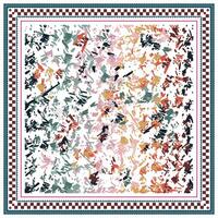 Abstract multicolored pattern with irregular shapes on a white background, framed by intricate borders in dark and light colors. vector