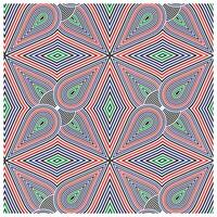 A vibrant hand drawn line print pattern of interwoven lines in vivid red, green, black, and blue, creating an optical illusion of depth and movement. vector
