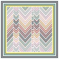 A vibrant chevron pattern in pastel and muted tones, featuring diagonal stripes in varying widths and colors including pink, green, and gold. vector