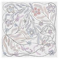A dynamic abstract design featuring colorful floral shapes and winding dotted lines against a white background. vector