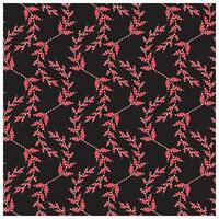 Luxury Red and white hand drawn print texture quilt stylized leaves arranged in a repeating pattern on a black background. vector