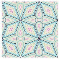 A vibrant, symmetrical pattern of concentric diamonds and teardrops in pastel colors, creating a lively geometric design. vector