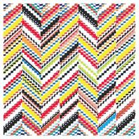 Vibrant zigzag pattern featuring alternating stripes of red, yellow, black, blue, green, and white, creating a dynamic visual effect. vector
